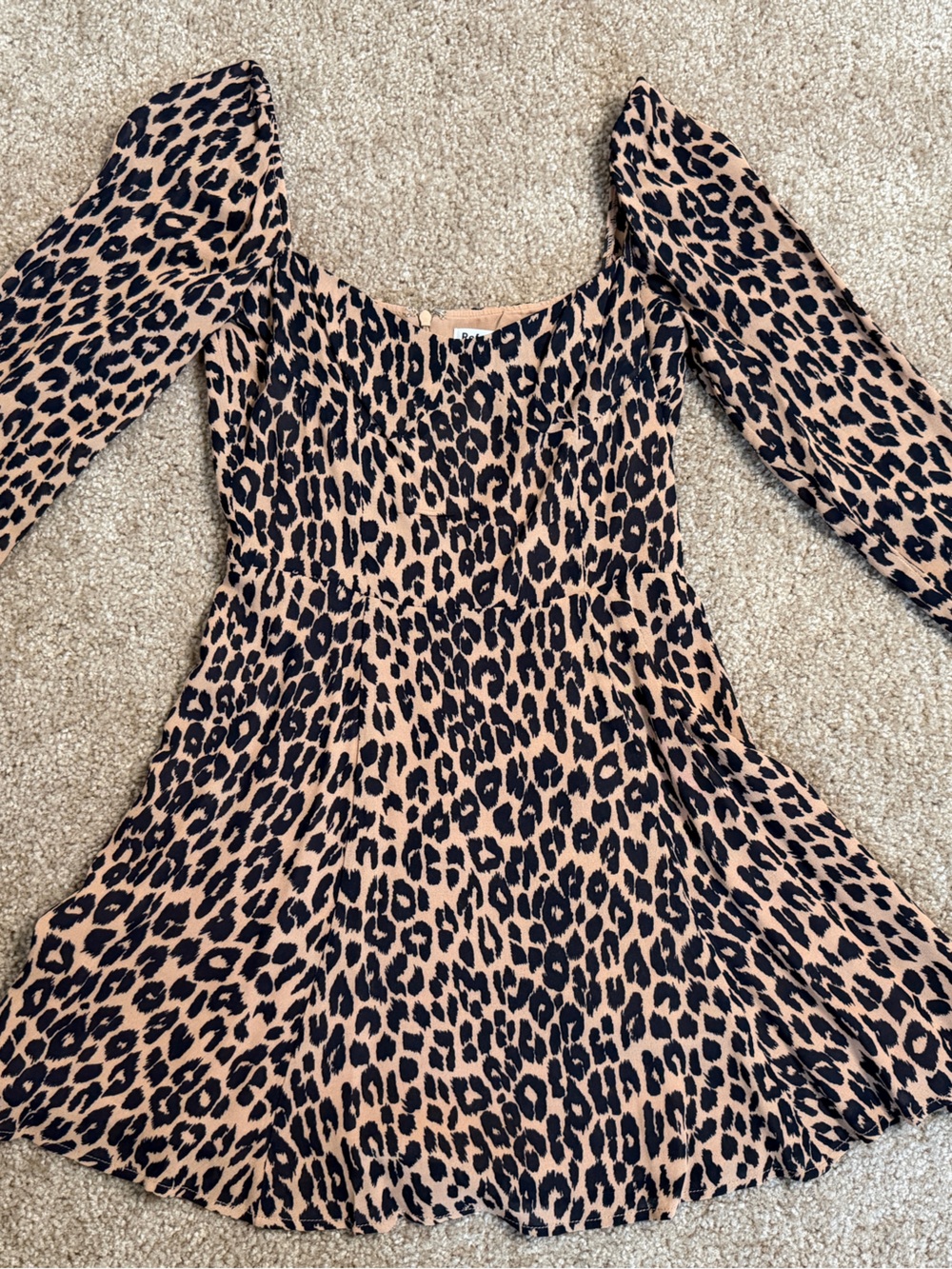 Reformation Leopard-Print Mini Dress in Tan and Black